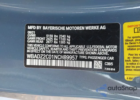 2022 BMW 840 I из США, поврежденный, VIN WBADZ2C01NCH89957